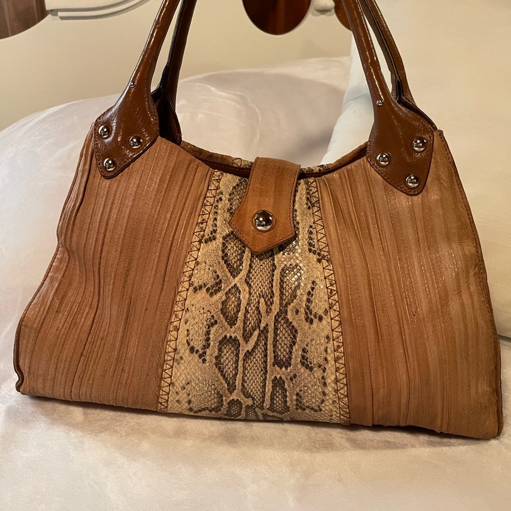 Brown Snake Print Women's Bag
